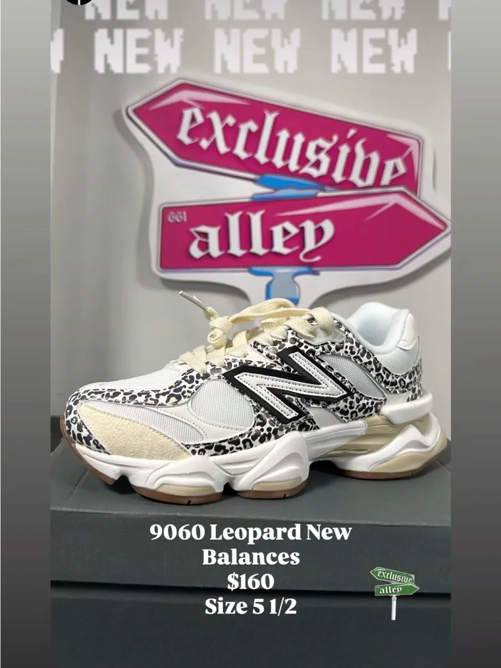 New Balance 9060 Sneakers in White with Black Leopard Accents
